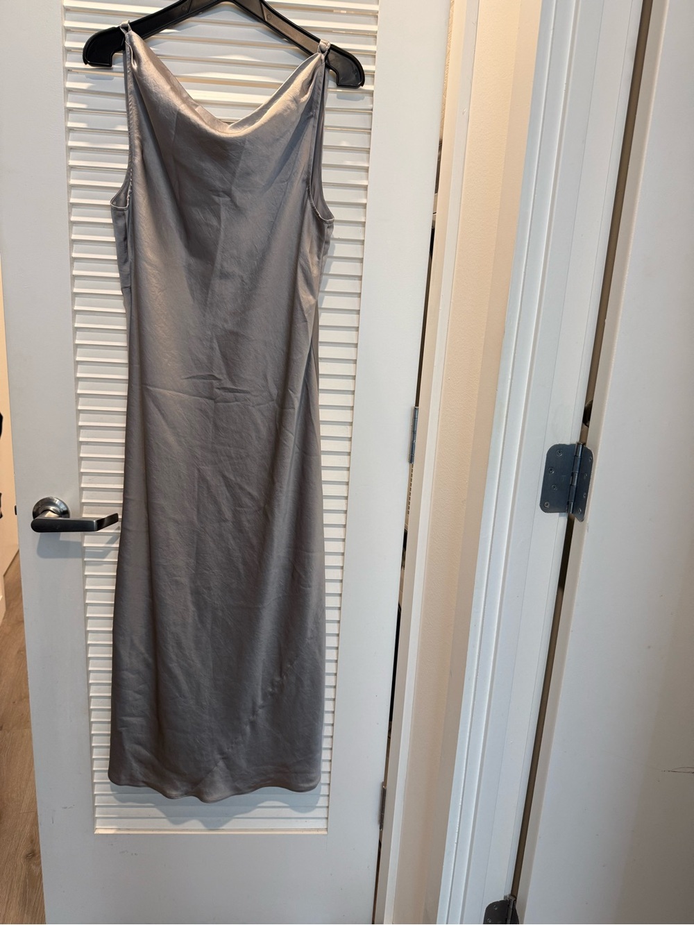 Aritzia Wilfred Satin Cowl Neck Slip Dress in Gray